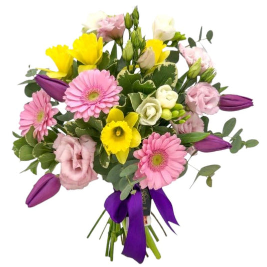Bouquet of Pink Flowers with Daffodils