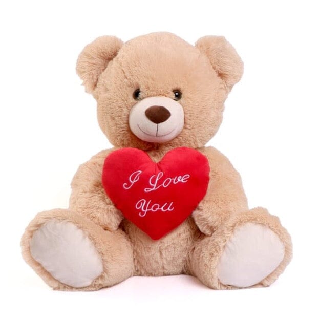 Brown Plush Teddy with Heart 80cm