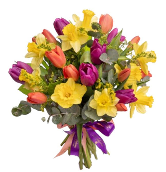 Daffodils and Colorful Tulips Bouquet