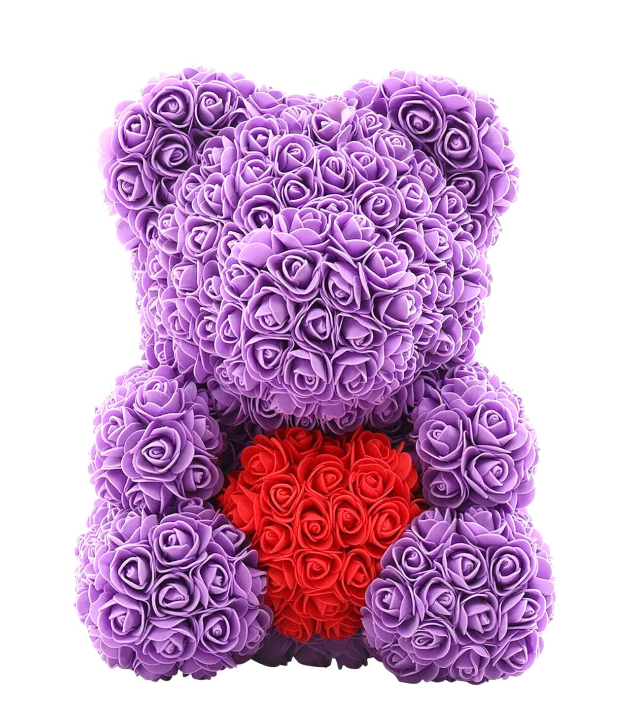 Purple Foam Rose Teddy Bear with Red Heart