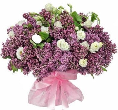 Purple Lilac with White Lisianthus Bouquet