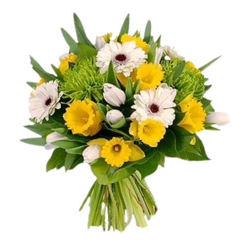 White and Yellow in Green Bouquet