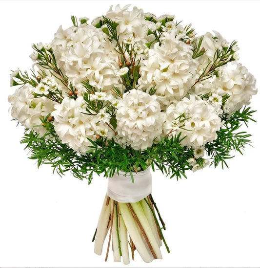 White Hyacinth Bouquet with Greenery