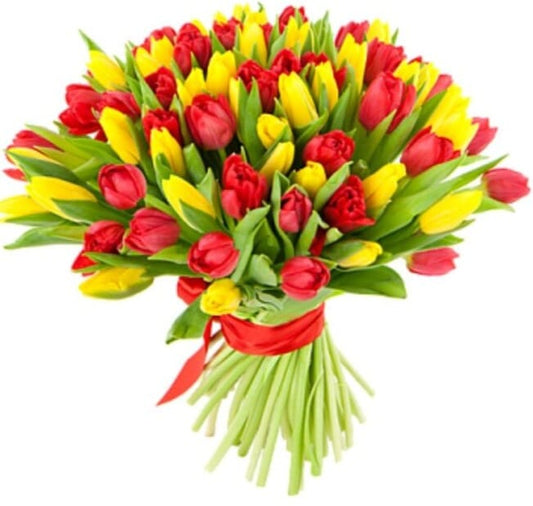 Yellow and Red Tulips Bouquet