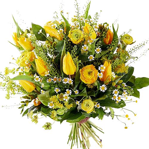Yellow Tulips and Ranunculus Bouquet