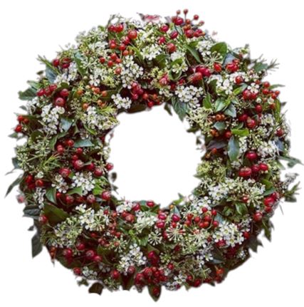 Berry and Wax Flowers Christmas Wreath