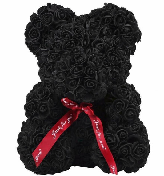 Black Foam Forever Rose Teddy Bear Flower