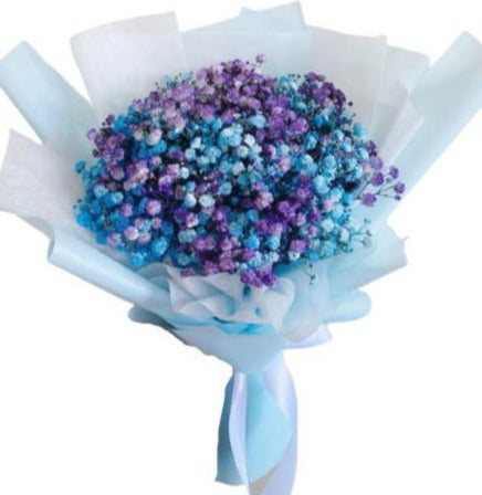 Blue and Purple Gypsophila Bouquet