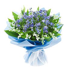 Blue Forget-Me-Not with Lily of Valley Bouquet