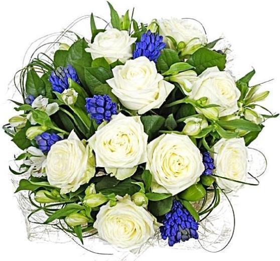 Blue Hyacinths with Roses Bouquet