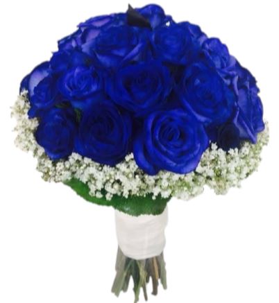Blue Roses with Gypsophila Wedding Bouquet