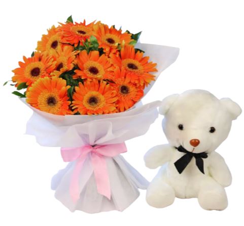 Bouquet of Gerberas with Teddy