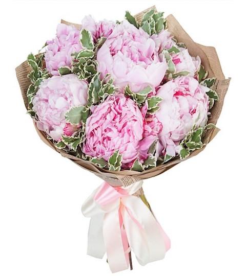 Bouquet of Pink Peonies with Greenery