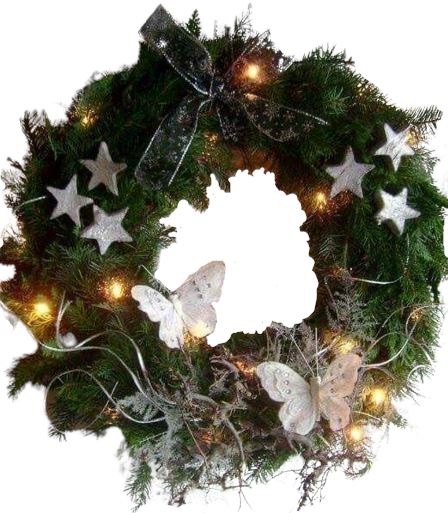 Butterfly Christmas Wreath with Lights