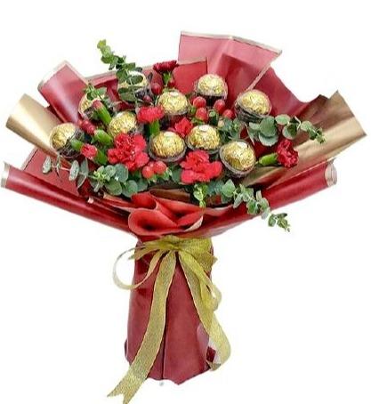 Carnations and Chocolates Bouquet