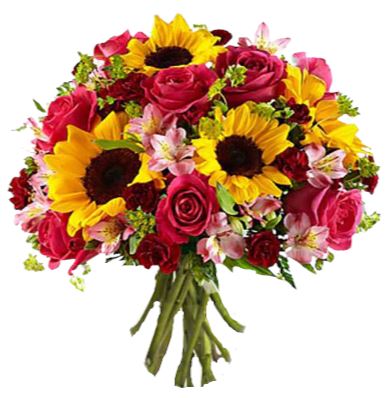 Cherry Bouquet with Sunflowers
