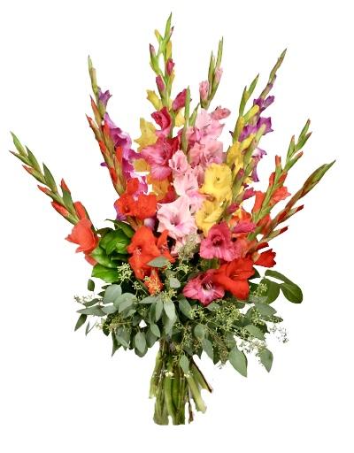 Colourful Gladiolus Bouquet with Greenery