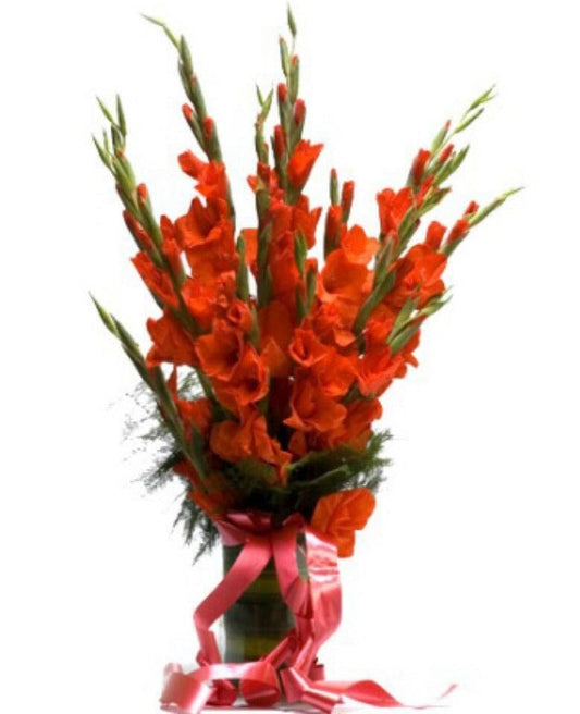 Dark Orange Gladiolus with Fern Bouquet