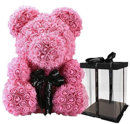 Foam Pink Rose Flower Teddy Bear
