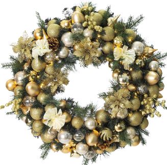 Gold Baubles Christmas Wreath