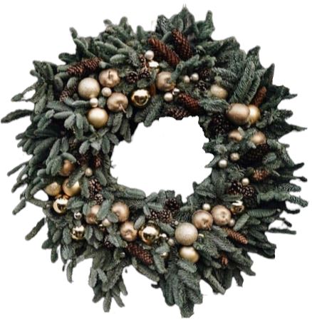 Gold Baubles Holiday Wreath