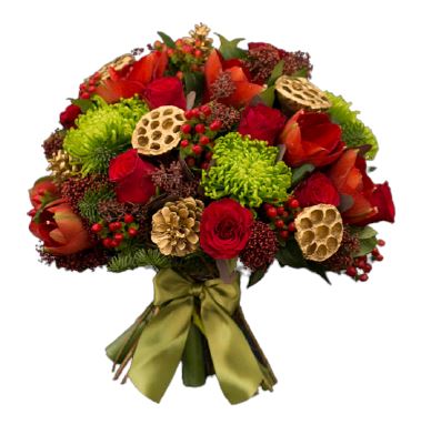 Green and Red Festive Bouquet