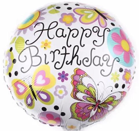 Happy Birthday Balloon with Butterflies