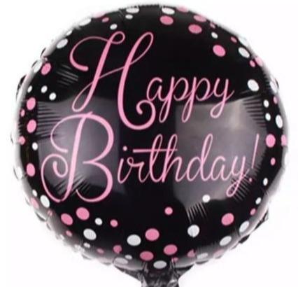 Happy Birthday Balloon with Pink Dots