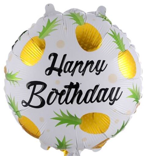 Happy Birthday Helium Balloon with Pineapple
