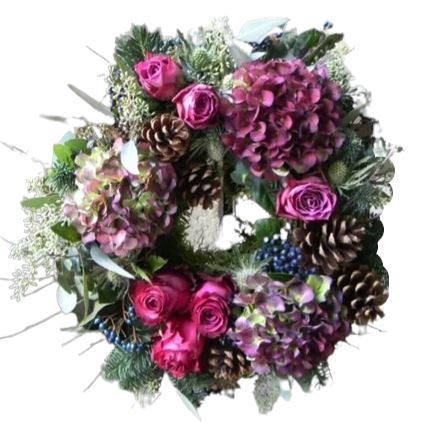 Hydrangea and Roses Christmas Wreath