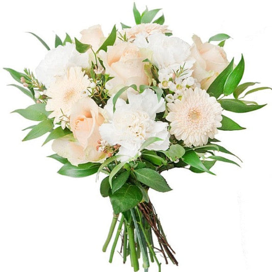 Ivory Roses with Gerbera Bouquet