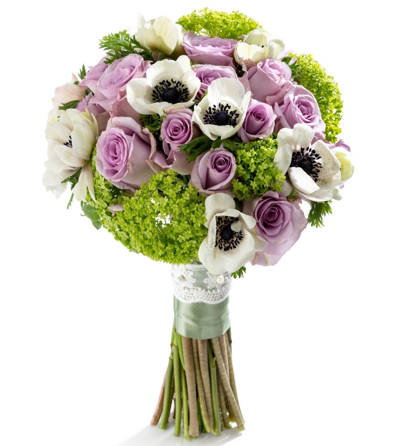 Lavender Roses and Anemone Wedding Bouquet