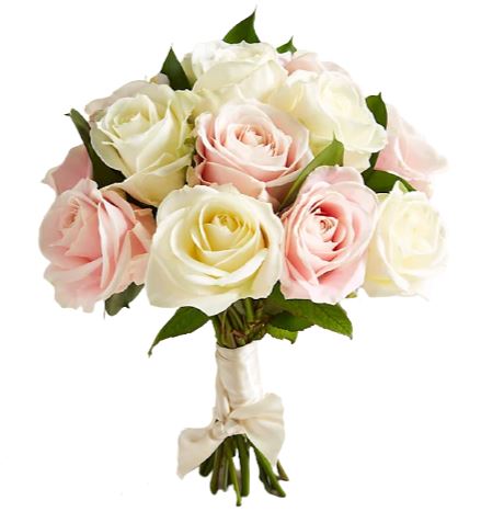 Light Pink and Ivory Roses Wedding Bouquet