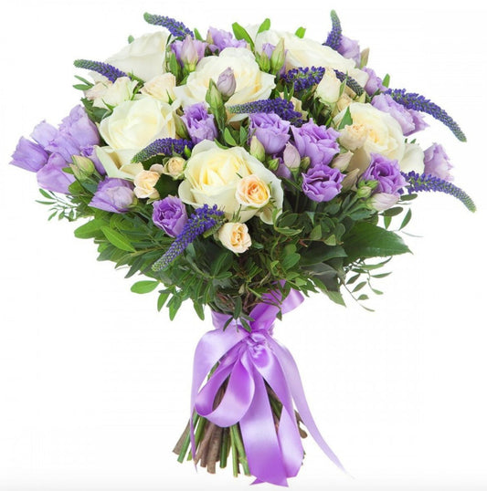 Lisianthus and White Roses Bouquet