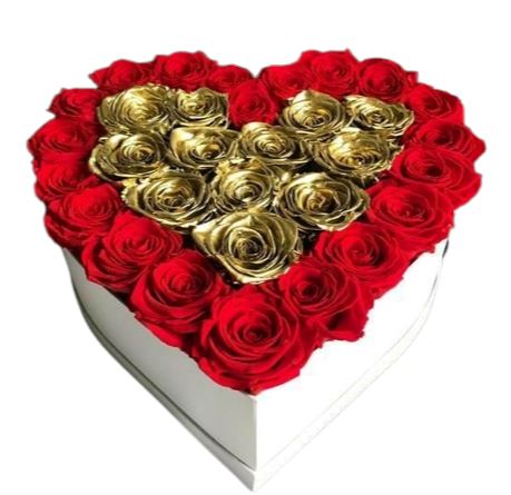 Luxury Red and Gold Roses Box