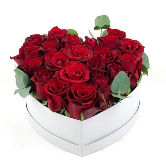 Luxury Red Roses with Eucalyptus Box