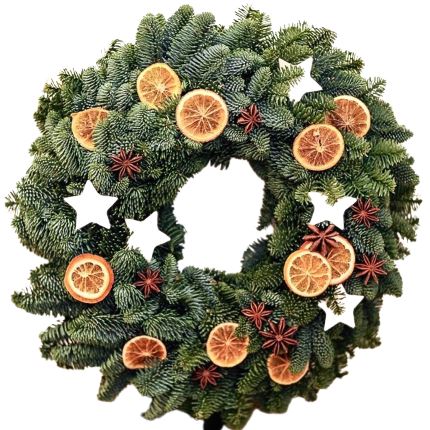 Orange and Christmas Decorations Wreath