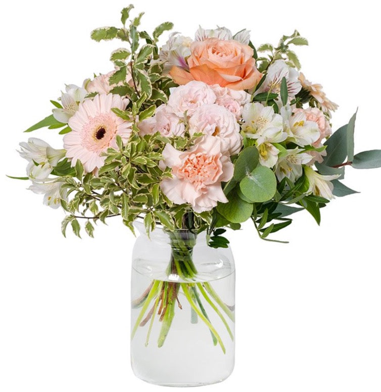 Pastel Peach Bouquet in Vase