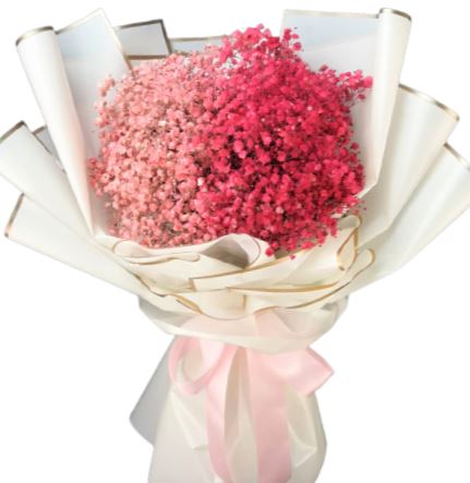 Peach and Cerise Baby's Breath Bouquet