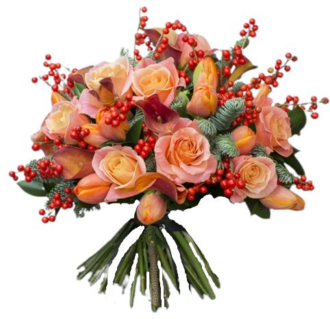 Peach and Red Berry Bouquet