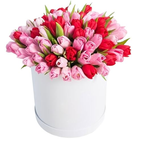 Pink and Red Tulips Box