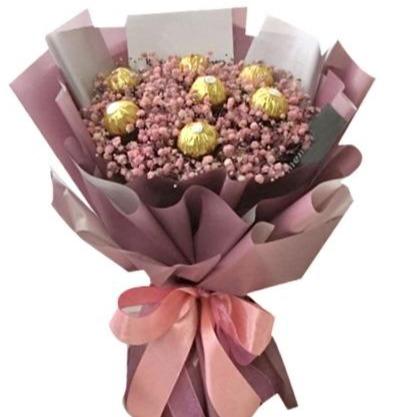 Pink Baby's Breath Candy Bouquet