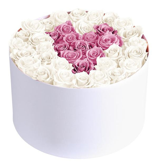 Pink in White Roses Box