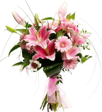 Pink Lily and Gerberas Bouquet