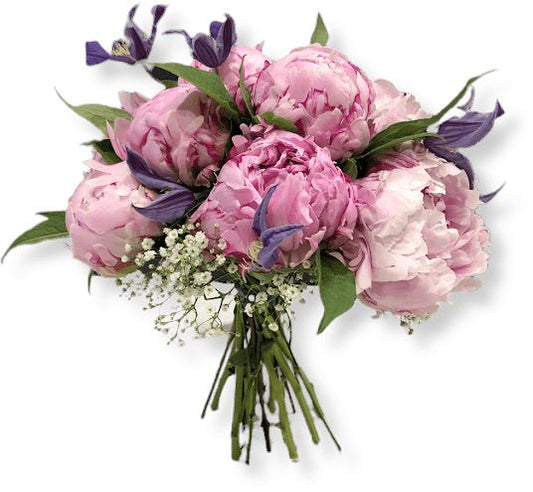 Pink Peonies in Purple Bouquet