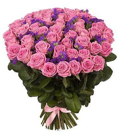 Pink Roses with Purple Bouquet