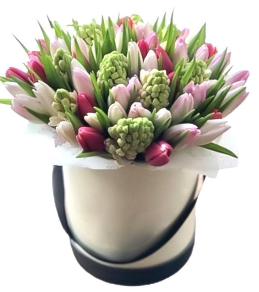 Pink Tulips and Hyacinths Box