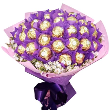 Purple Chocolate Bouquet with Tanacetum