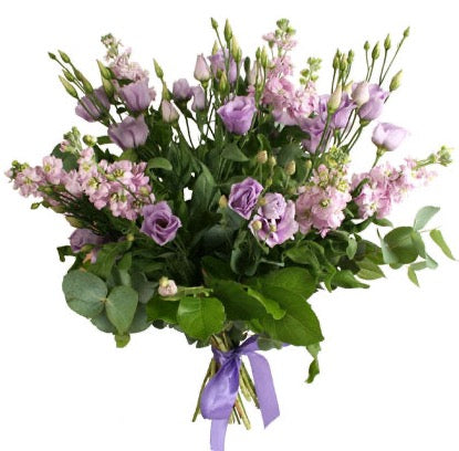 Purple Lisianthus and Stock Bouquet