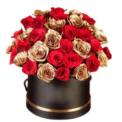 Red and Gold Roses Box
